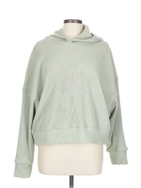Abercrombie & Fitch Light Sage Ribbed Hoodie Sweatshirt (L/XL)